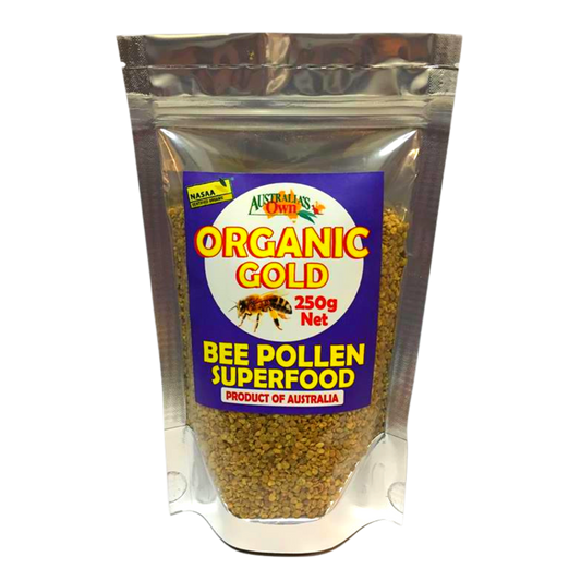 BEE POLLEN 100% Australian Cert. Organic Gold 250g Granules